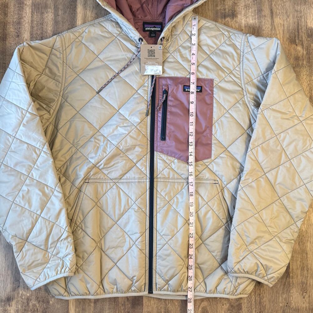 Patagonia Diamond Quilted Bomber Hoody Jacket Gorpcore Hike Khaki Men’s Large - Picture 6 of 9